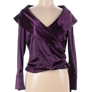 NWT Jessica Howard Size 12 Long Sleeve Blouse Plum Purple Satin Evening Wear NEW